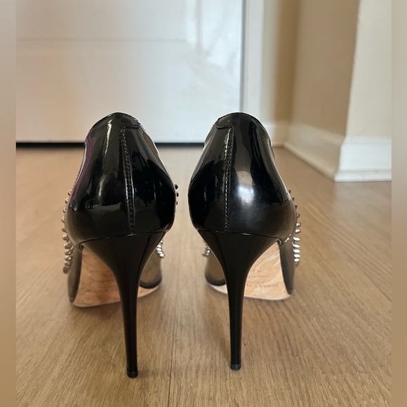 Jimmy Choo Pump Sandal Shoe Heel Swarovski Crystal Studded Black 37.5 - Picture 4 of 6